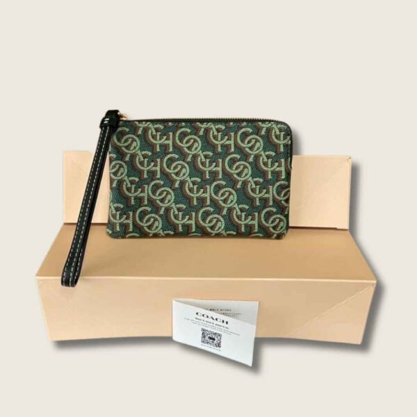 Corner Zip Wristlet With Coach Monogram Print