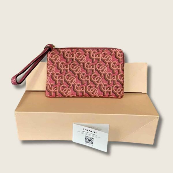 Corner Zip Wristlet With Coach Monogram Print