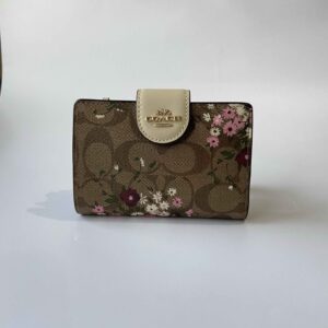 Medium Corner Zip Wallet In Signature Canvas With Wildflower Print