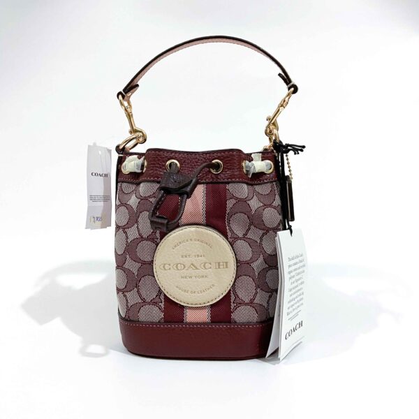Mini Dempsey Bucket Bag In Signature Jacquard With Stripe And Coach Patch