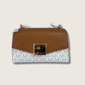 Lita Small Two-Tone Logo and Leather Crossbody Bag
