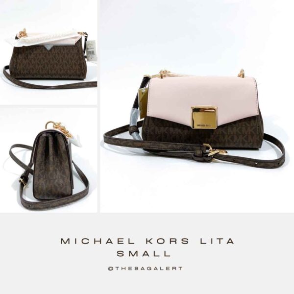 Lita Small Two-Tone Logo and Leather Crossbody Bag